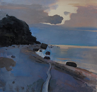 Sunset – Greenport, NY, gouache 2012