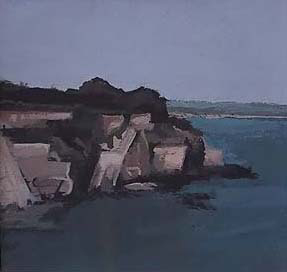 Cliff Walk I, Newport, RI (4.75" x 4.75") Gouache 2003