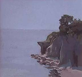 Cliff Walk IV, Newport, RI (4.75″ x 4.75″) Gouache 2003