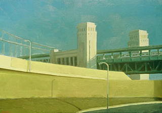 Composition with Bridge (12 3/4" x 18 3/4") oil on museum board 1991