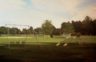 Seesaw (35.35" x 54") oil on wood 1989