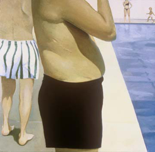 Standing at Poolside (48" x 48") oil on linen 1993-1994