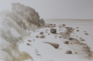 From 67 Steps II, Greenport, (5 5/8" x 7 7/8"),  inkwash, 2013