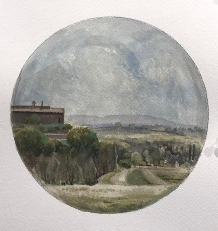 Civita Castellana - tondo, watercolor & gouache,  2020