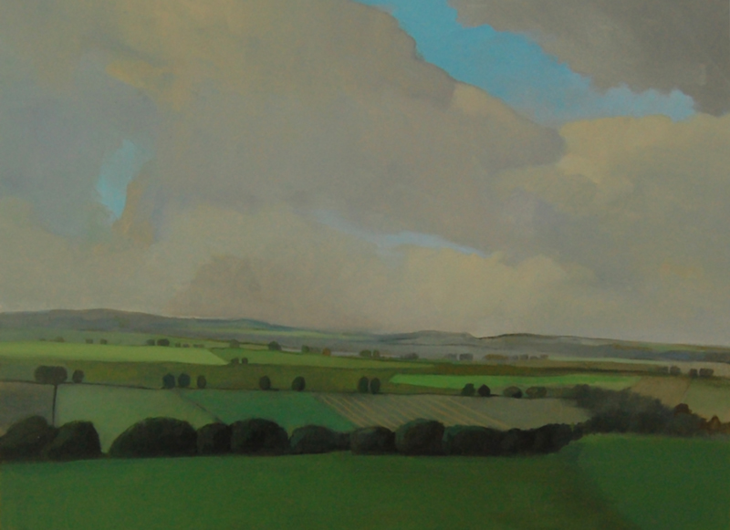 Clouds Drifting Over Field, UK, 12" x 16", oil on panel, 2006-08  